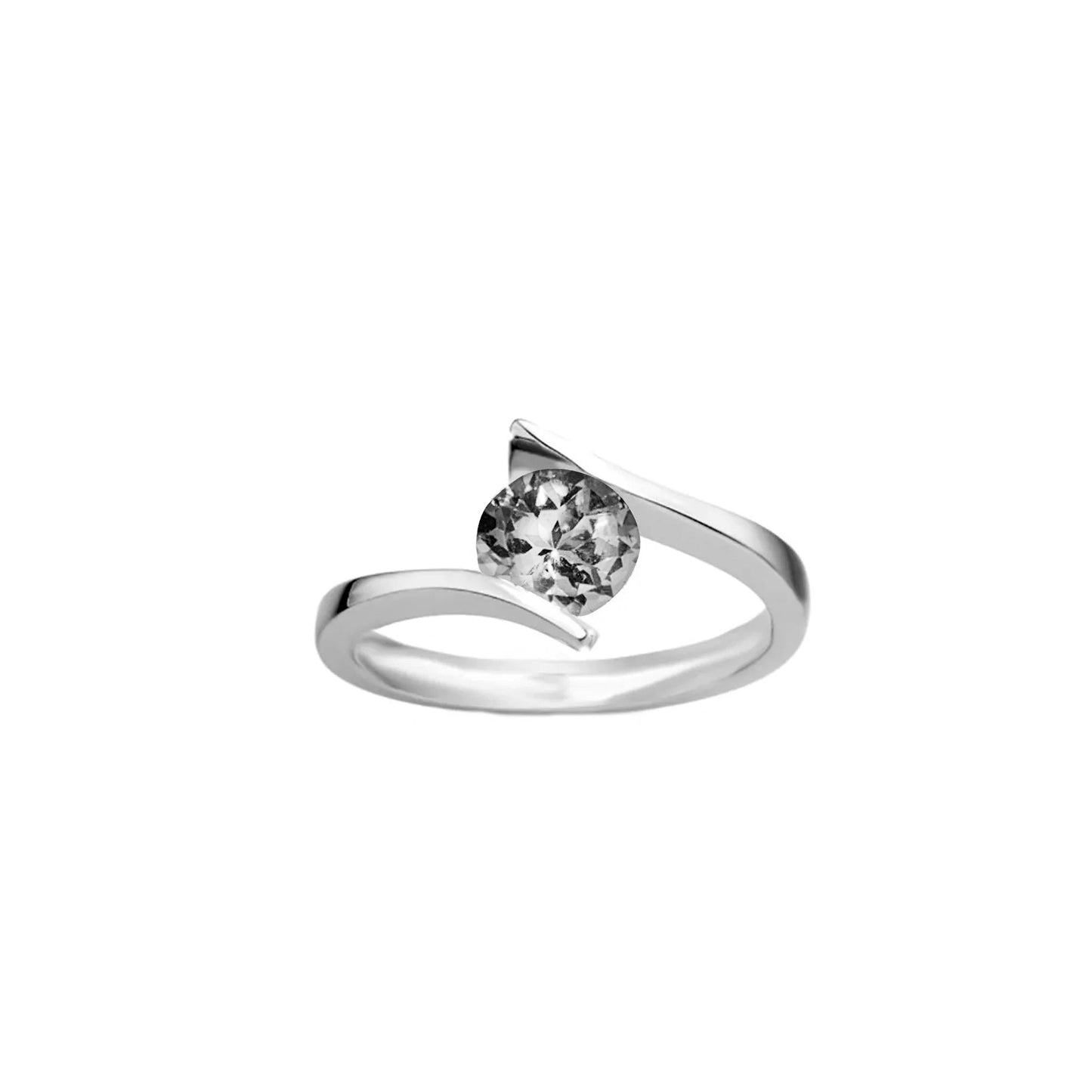 Anillo Solitario de Compromiso en Plata Ley 950
