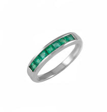 Cargar imagen en el visor de la galería, Anillo Oro Blanco Con Esmeralda 18k