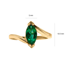 Cargar imagen en el visor de la galería, Anillo Marquiise En Esmeralda De Oro Amarillo