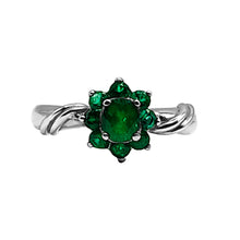 Cargar imagen en el visor de la galería, Anillo Flor Marquise esmeralda