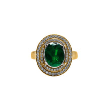 Cargar imagen en el visor de la galería, Anillo Marquesa Esmeralda con Diamantes en Oro Amarillo 18k