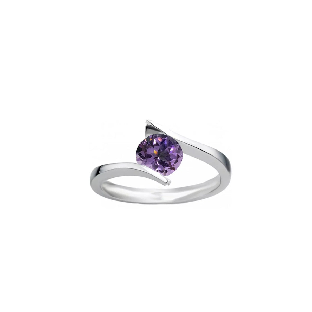 Anillo Solitario de Compromiso en Plata Ley 950 – vista de detalle de la joya