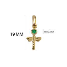 Cargar imagen en el visor de la galería, Dije De Libélula Al Bisel Oro 18 K Con Esmeralda