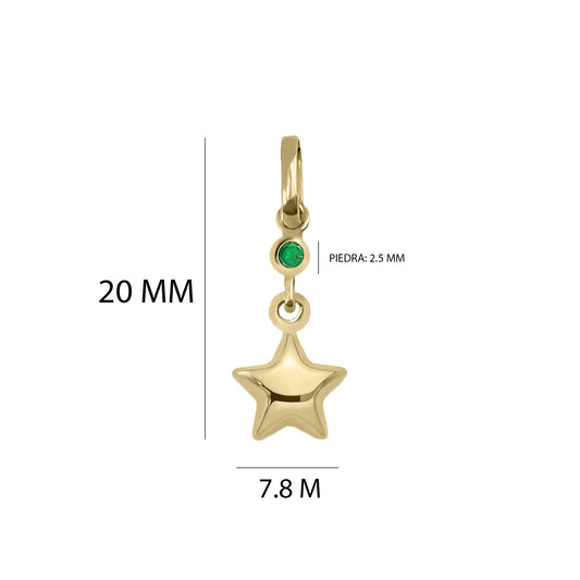 Dije De Estrella Con Esmeralda En Oro Amarillo 18k