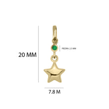 Cargar imagen en el visor de la galería, Dije De Estrella Con Esmeralda En Oro Amarillo 18k