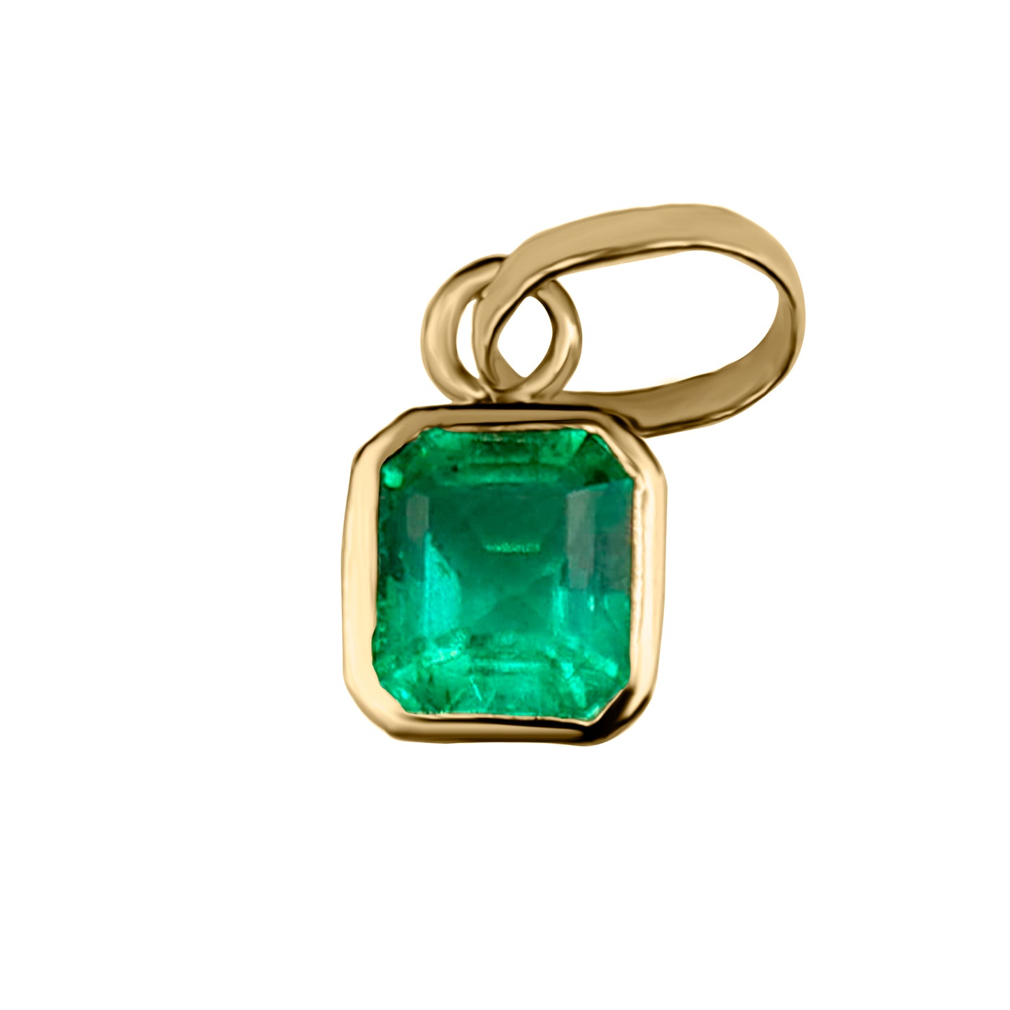 Dije al Bisel con Esmeralda En Oro Amarillo 18k