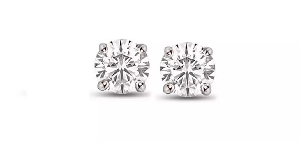 Topos Solitarios 4 Uñas 4mm Oro Blanco 18k, Con Circón