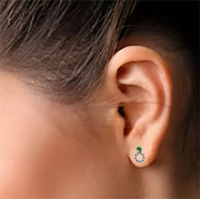 Cargar imagen en el visor de la galería, Aretes En Oro Blanco 18k Con gema