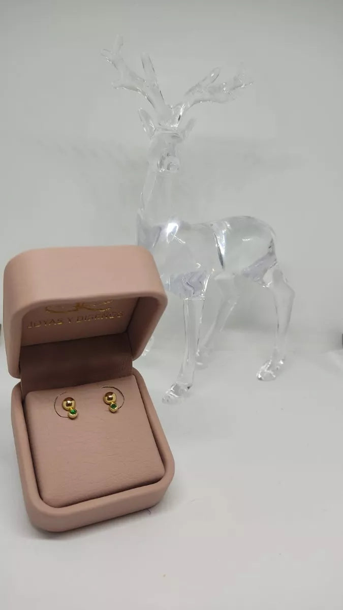 Topos Media Bola En Oro Amarilo 18 k, Con Esmeralda