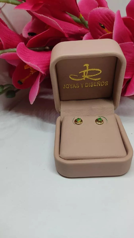 Topos Media Luna En Oro Amarillo 18k, Con Esmeralda