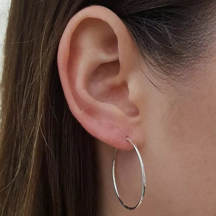 Aretes Candongas Clásicas En Plata + Estuche