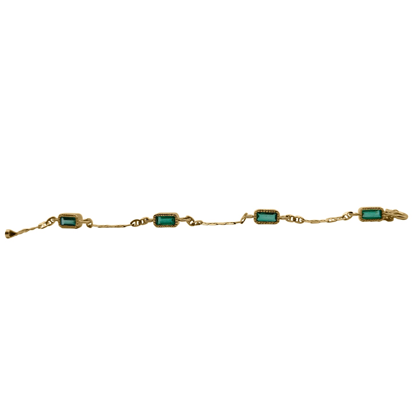 Pulsera En Oro 18k Con Esmeralda al bisel esférico