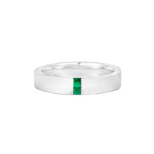 Cargar imagen en el visor de la galería, Argolla Alianzas oro Blanco 18k  De Matrimonio  C/u con gema en Baguete