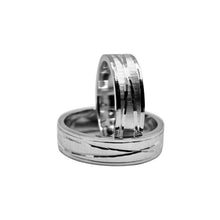 Cargar imagen en el visor de la galería, Anillo Compromiso diamantado  geométrico , Efecto Oro Blanco 950 Plata