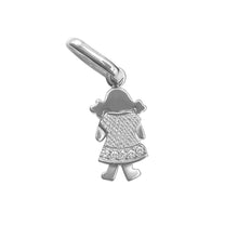 Cargar imagen en el visor de la galería, Dije Niña en Oro Blanco 18k con Circones