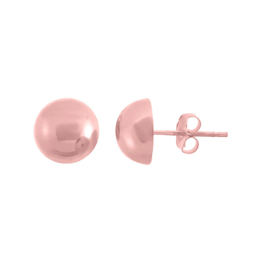 Aretes De Media Bola 18k Oro