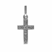 Cargar imagen en el visor de la galería, Dije Cruz en Oro Blanco 18 K con Diamante