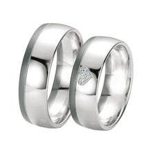 Cargar imagen en el visor de la galería, Argollas de matrimonio con circones engastados en corazón