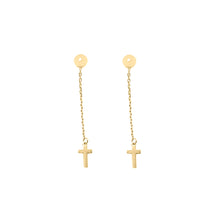 Cargar imagen en el visor de la galería, Topos De Cadena Con Cruces En Oro Amarillo 18k Para Mujer