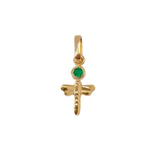 Cargar imagen en el visor de la galería, Dije De Libélula Al Bisel Oro 18 K Con Esmeralda