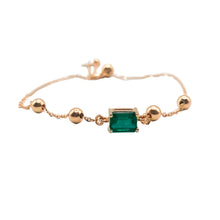 Cargar imagen en el visor de la galería, Pulsera En Oro 18k Con Esmeralda En Esferas