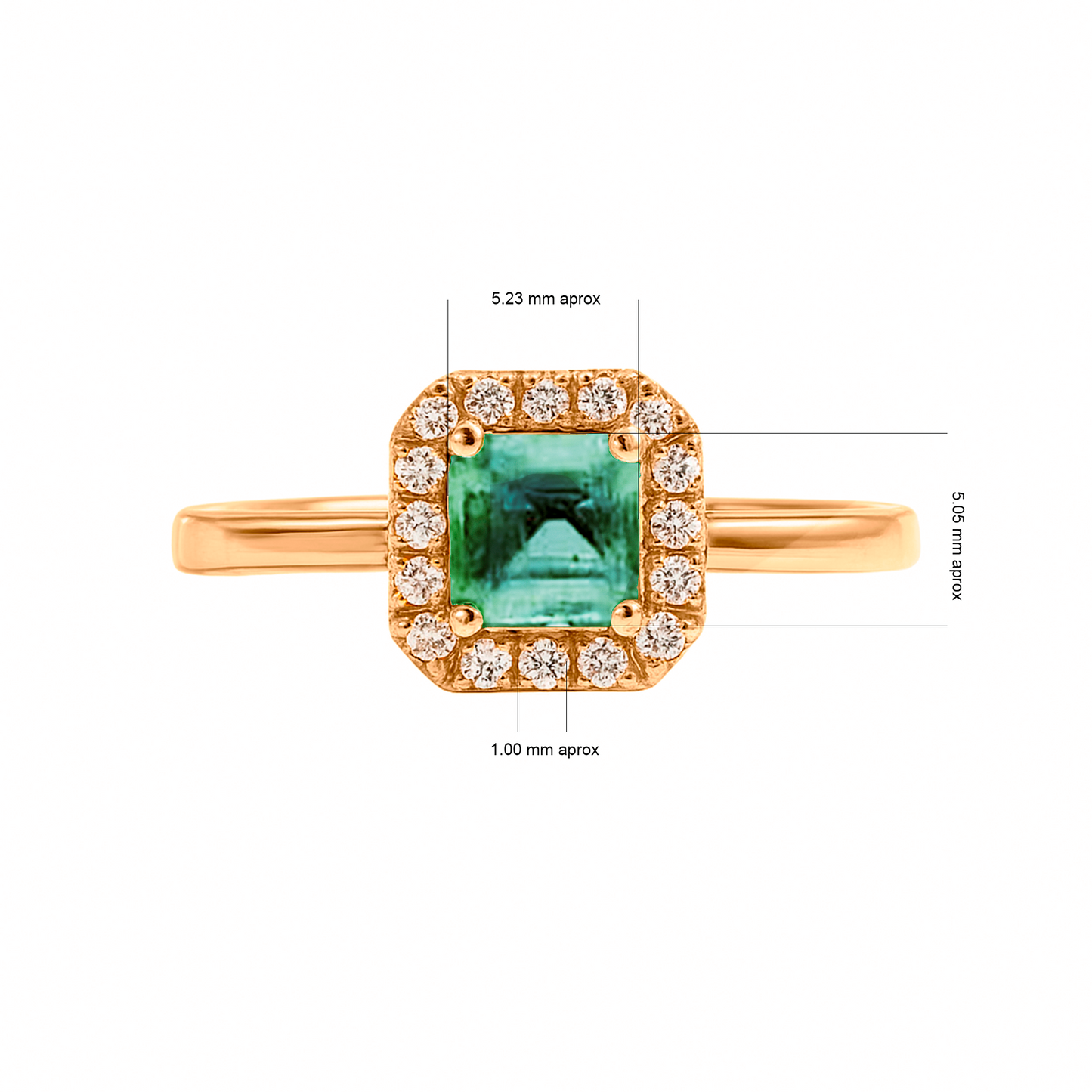 Anillo de Compromiso en Oro Amarillo 18k con Diamantes y Esmeralda catedral