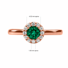 Cargar imagen en el visor de la galería, Anillo de Compromiso en Oro rosado 18k con Diamantes y Esmeralda
