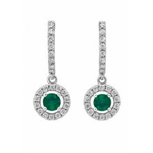 Cargar imagen en el visor de la galería, Aretes Rueda Con Esmeralda y Diamantes En Oro Blanco 18k
