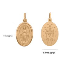 Cargar imagen en el visor de la galería, Medalla Virgen De Los Milagros En Oro Amarillo 18k pequeña
