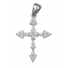 Cargar imagen en el visor de la galería, Cruz en Oro Blanco 18 K con Diamante