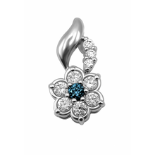 Cargar imagen en el visor de la galería, Dije Flor Diamante Azul Oro Blanco 18k