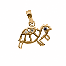 Cargar imagen en el visor de la galería, Dije Tortuga en Oro Amarillo 18k con Circones