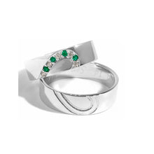 Cargar imagen en el visor de la galería, Argollas De Matrimonio Corazón Plata Esmeraldas Y Circones