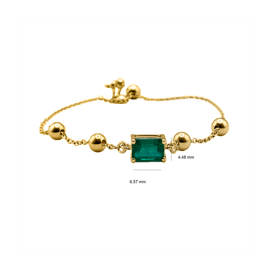 Pulsera En Oro 18k Con Esmeralda En Esferas
