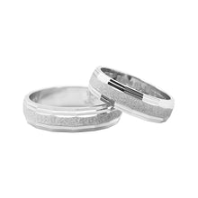 Cargar imagen en el visor de la galería, Anillo Compromiso  geométrico , Efecto Oro Blanco 950 Plata