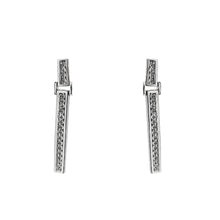 Cargar imagen en el visor de la galería, Aretes En Estilo Rectangular Con Oro Blanco Con Diamantes