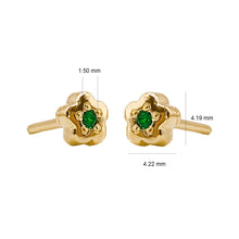 Cargar imagen en el visor de la galería, Aretes Flores De Oro Amarillo 18 K Con Esmeralda