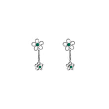 Cargar imagen en el visor de la galería, Aretes Largos Medio Topos- dos  Flores