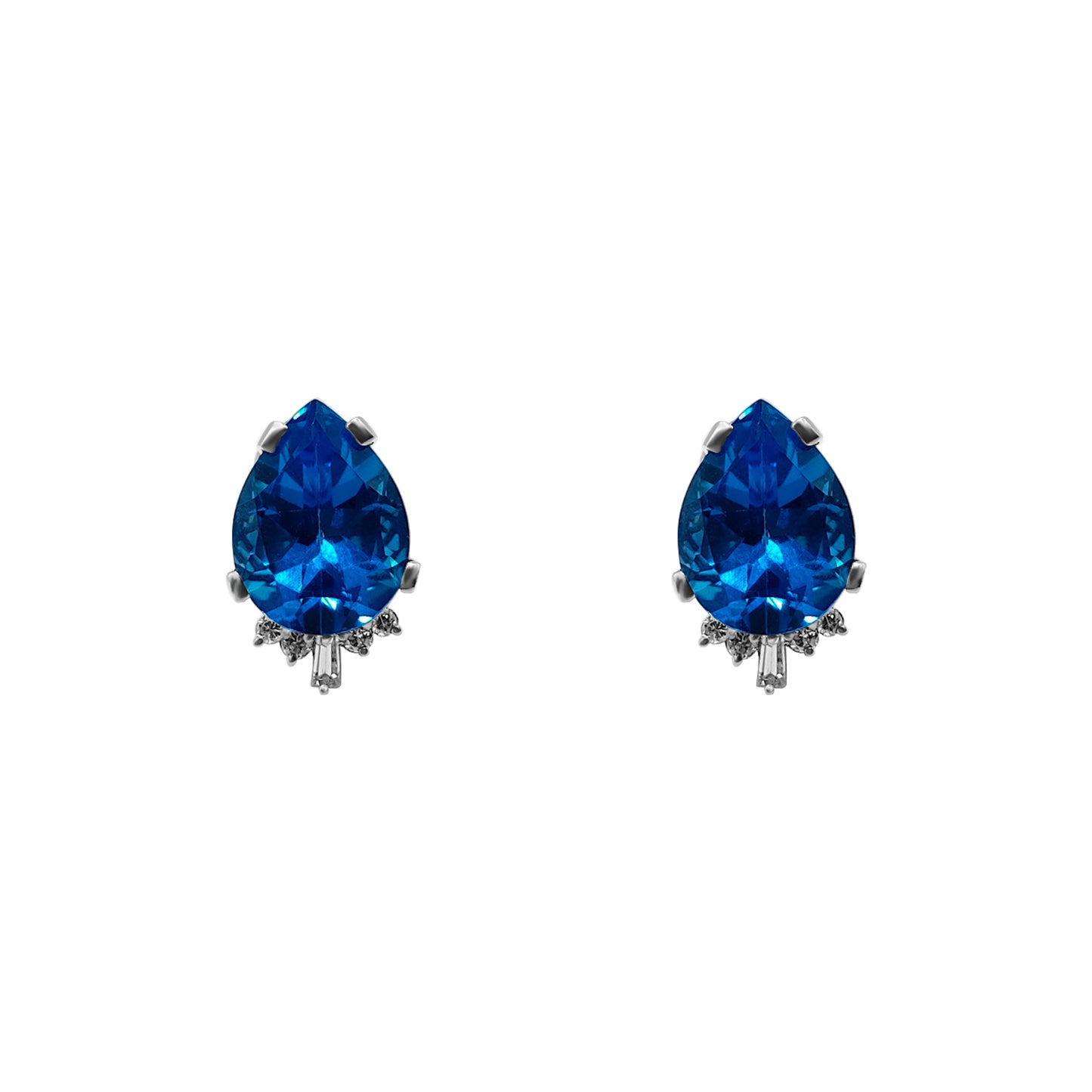 TOPOS TOPACIO LAGRIMA Y DIAMANTES DAMA ORO BLANCO 18K