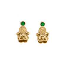 Cargar imagen en el visor de la galería, Topos De Angel Con Gema En Oro Amarillo 18k