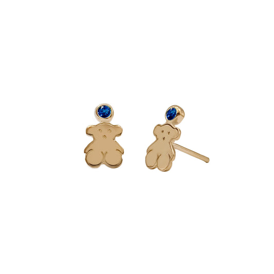 Topos de oso en oro amarillo 18k con zafiro – Renue Joyería Bogotá