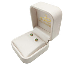 Cargar imagen en el visor de la galería, Topos De Flores En Oro Amarillo 18k, Con Esmeralda