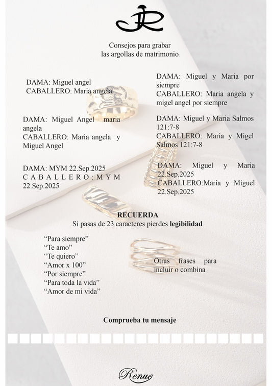 Anillo de Boda con Circones y efecto de Baño en Oro Blanco Echo en Plata