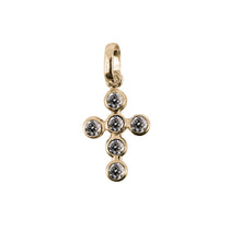 Cargar imagen en el visor de la galería, Dije cruz Oro Amarillo 18 k con Gemas