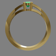 Cargar modelo 3D en el visor de la galería, Anillo De Compromiso Cruzado En Oro Con Esmeralda De 3.5 mm