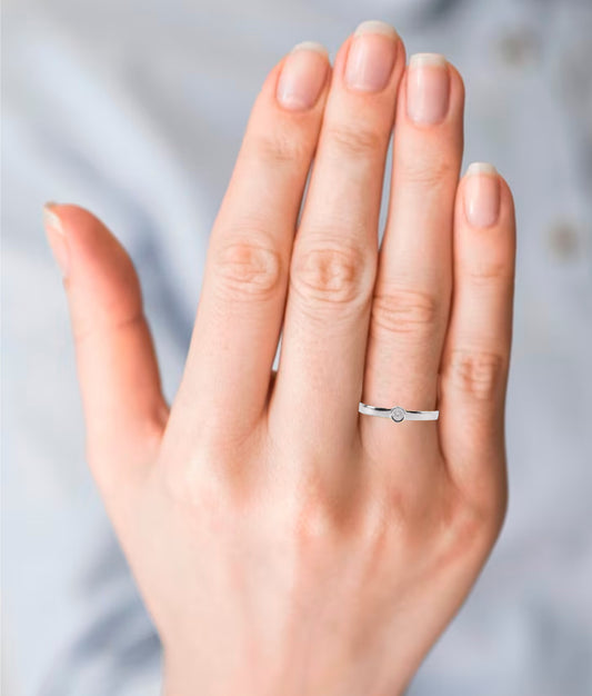 Anillo Compromiso En Plata Solitario Con Circón De 2.5mm