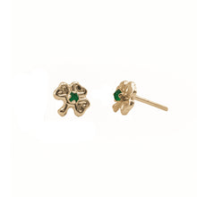 Cargar imagen en el visor de la galería, Topos De Trébol En Oro Amarillo 18k, Con gema