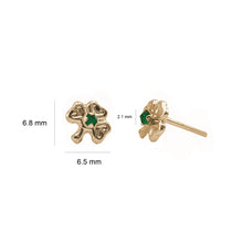 Cargar imagen en el visor de la galería, Topos De Trébol En Oro Amarillo 18k, Con gema