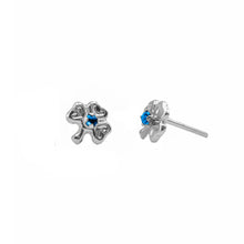 Cargar imagen en el visor de la galería, Topos De Trébol En Oro blanco 18k, Con Gema