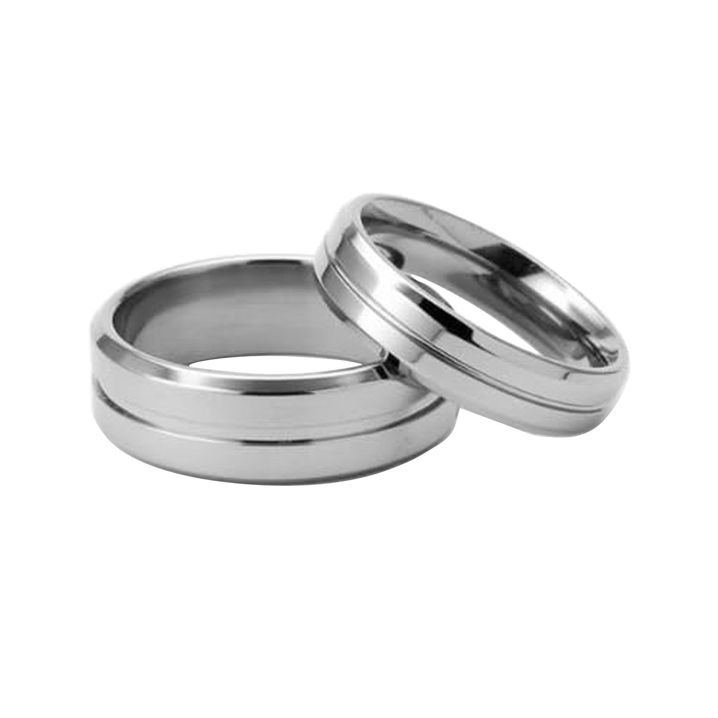 Argollas de Matrimonio en plata Diseño de linea rodio Efecto Oro Blanco